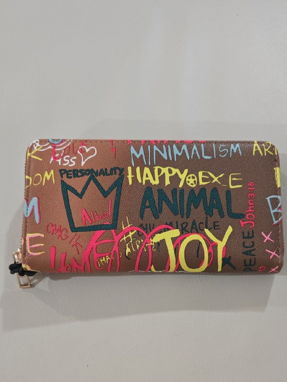 Brown Multicolor Graffiti Kids Wallet - Unbranded
